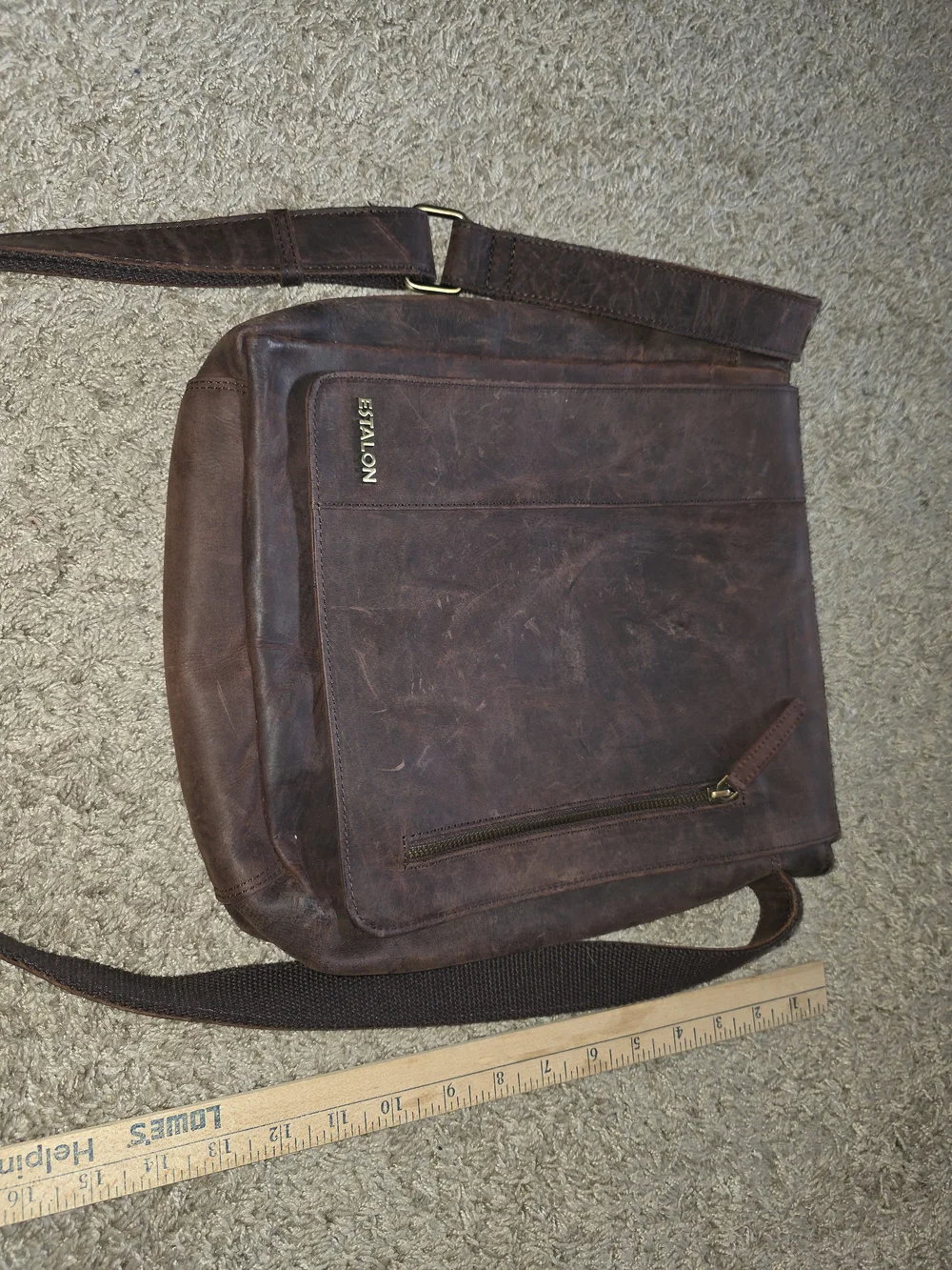 ESTALON Dark Brown Leather Messenger Bag for Men